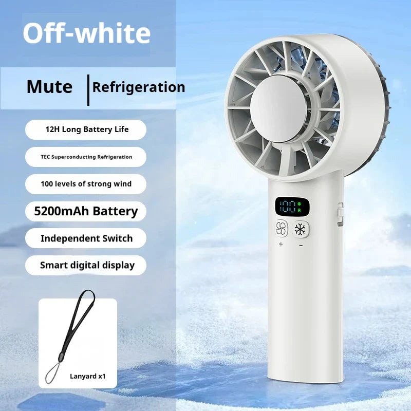 HOMEFISH Portable Handheld Fan USB Rechargeable 5200mAh Cooling