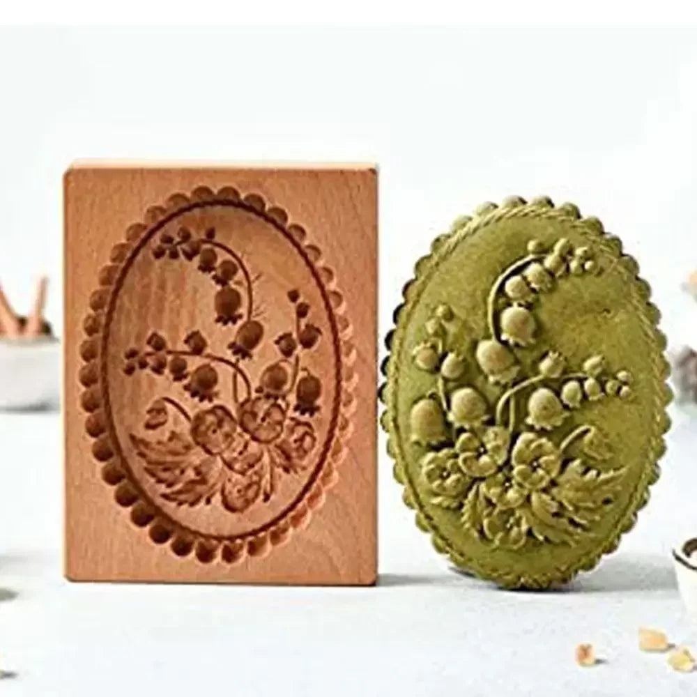 DIY Wooden Shortbread Mold Raspberry Heart Carved Gingerbread Cookie