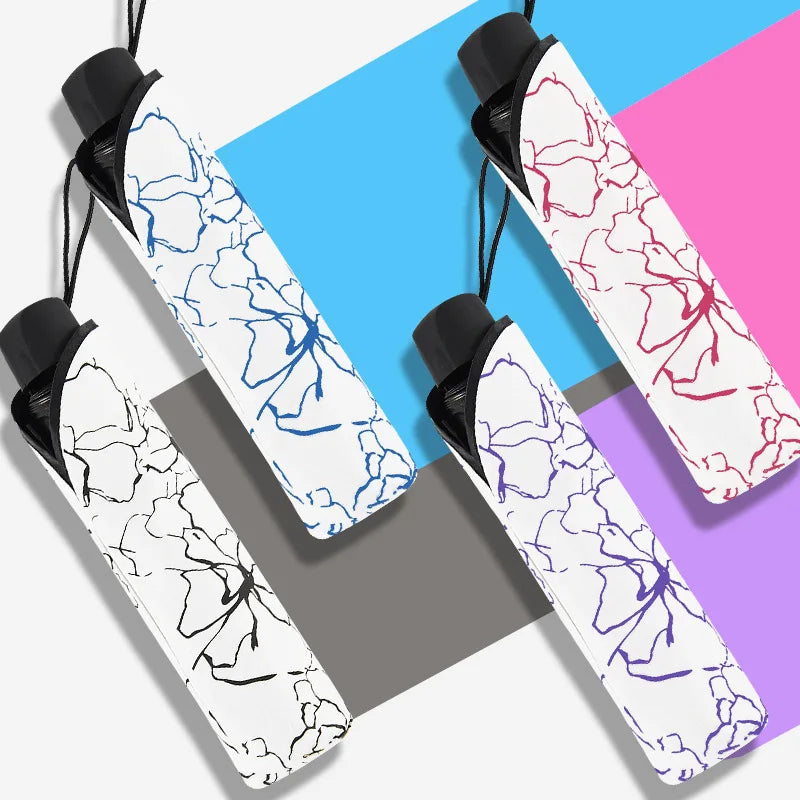 Rain Sunshine Dual-purpose Umbrella Anti UV Black Coating Hibiscus