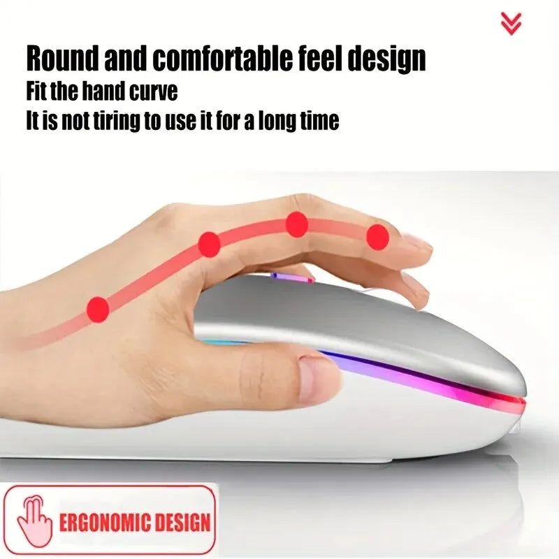 Wireless Mouse Gaming Backlight USB Compatible RGB Rechargeable Mice