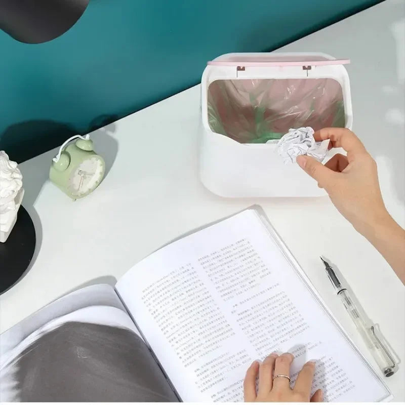 Mini Desktop Trash Can with Press Lid – Cute Desk Waste Bin