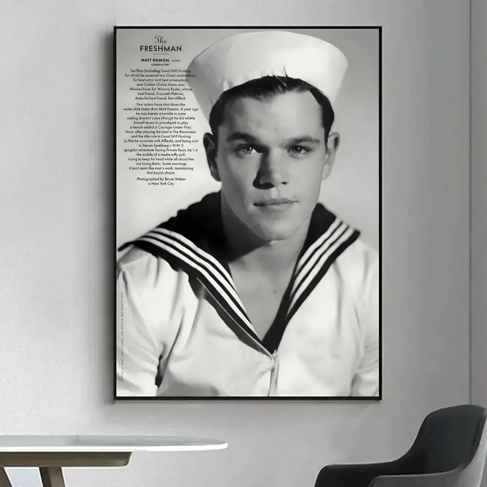 Matt Damon HD Art Poster – Waterproof Sticky Wall Decor