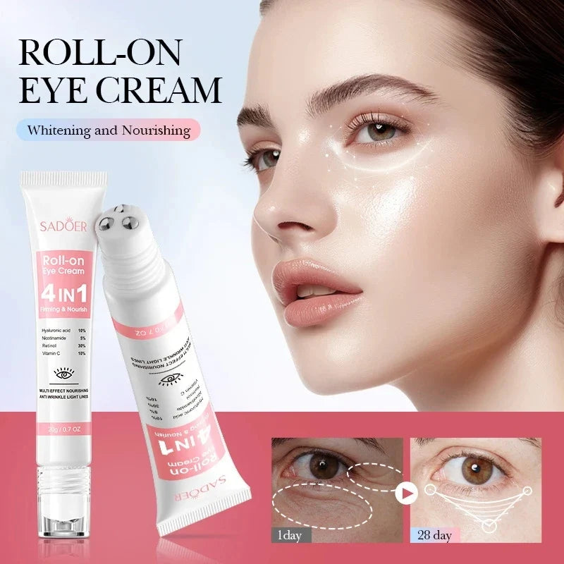 SADOER 4-in-1 Roll-On Eye Cream | Retinol, Vitamin C & Niacinamide