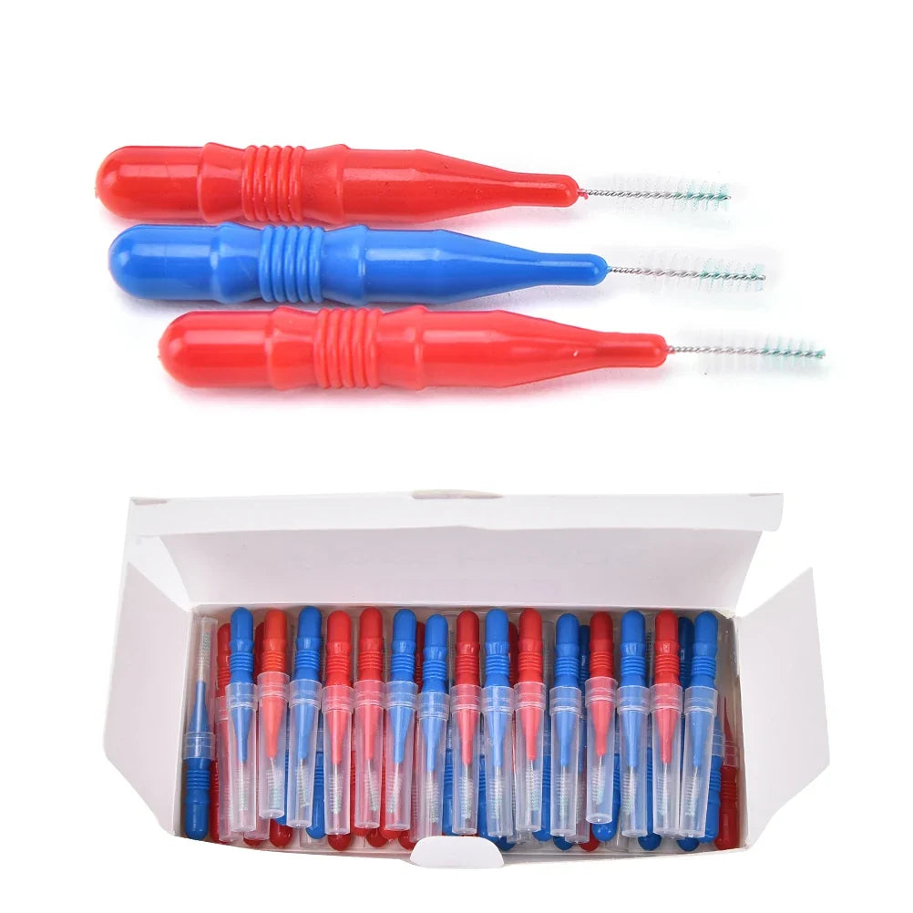50-Piece Dental Floss Picks – Interdental Brush & Toothpick