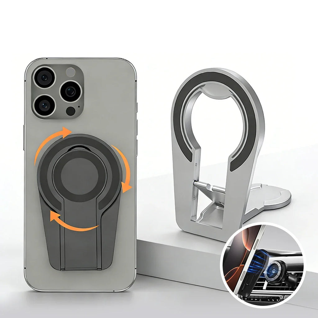 Foldable Dual Magnetic Phone Stand 360° Ring Holder for iPhone