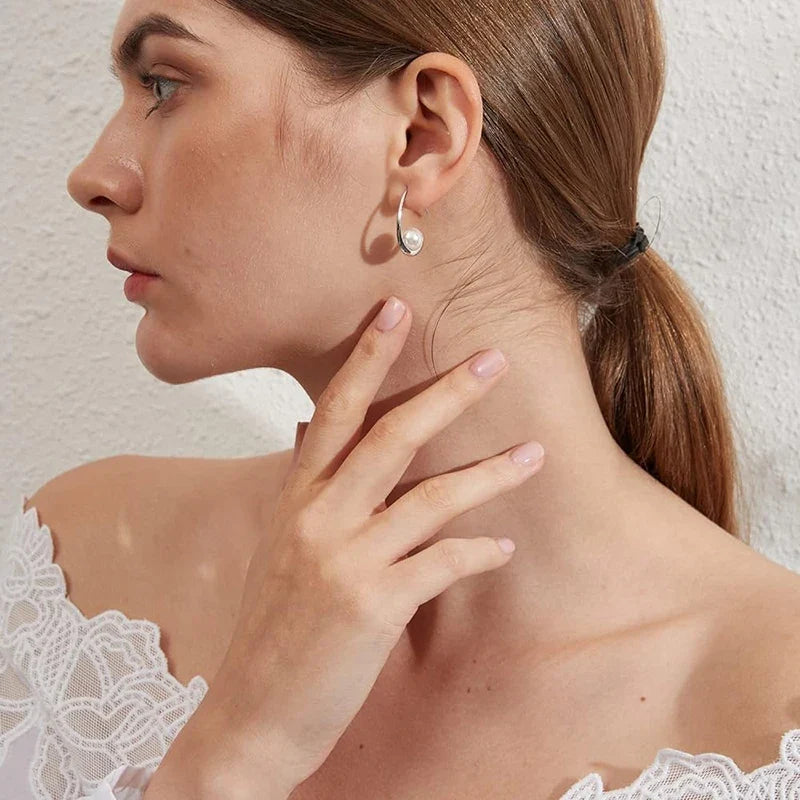Huitan Simulated Pearl Drop Earrings – Elegant Women's Jewelry