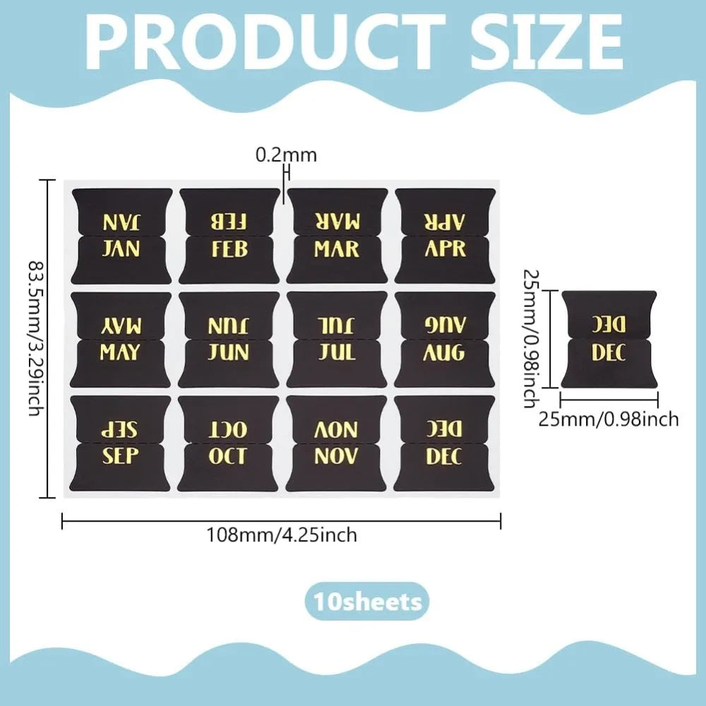 Monthly Planner Stickers Black & Gold – 120pc Self-Adhesive Labels