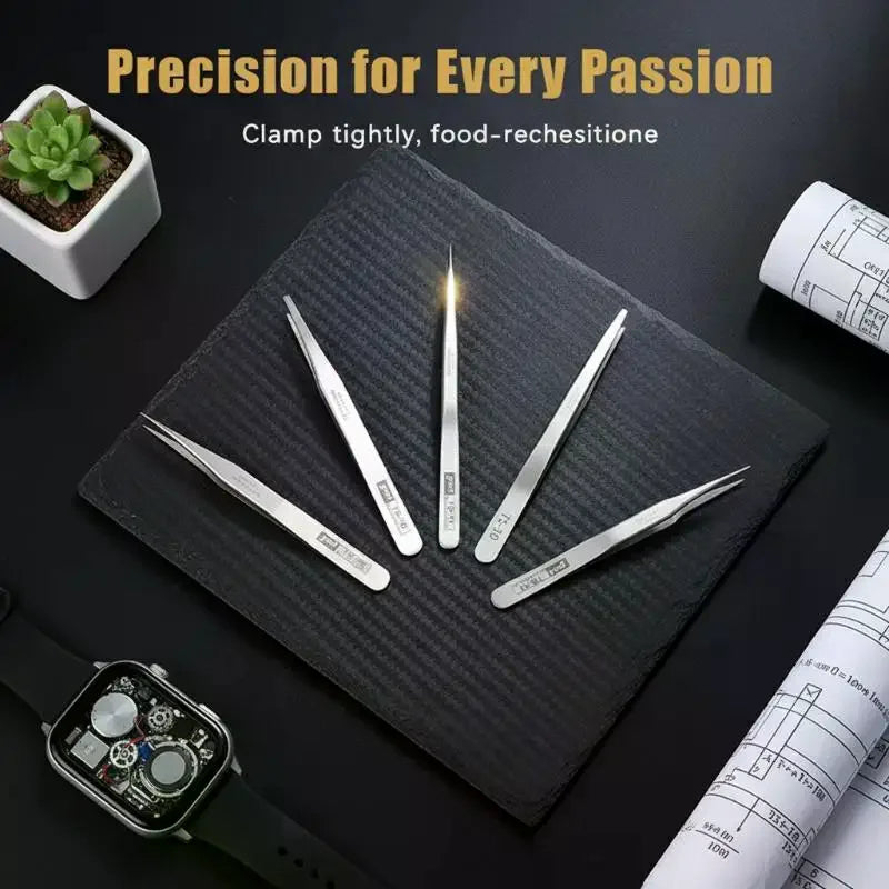 Stainless Steel Tweezers Bent Straight Fine Work Crafts