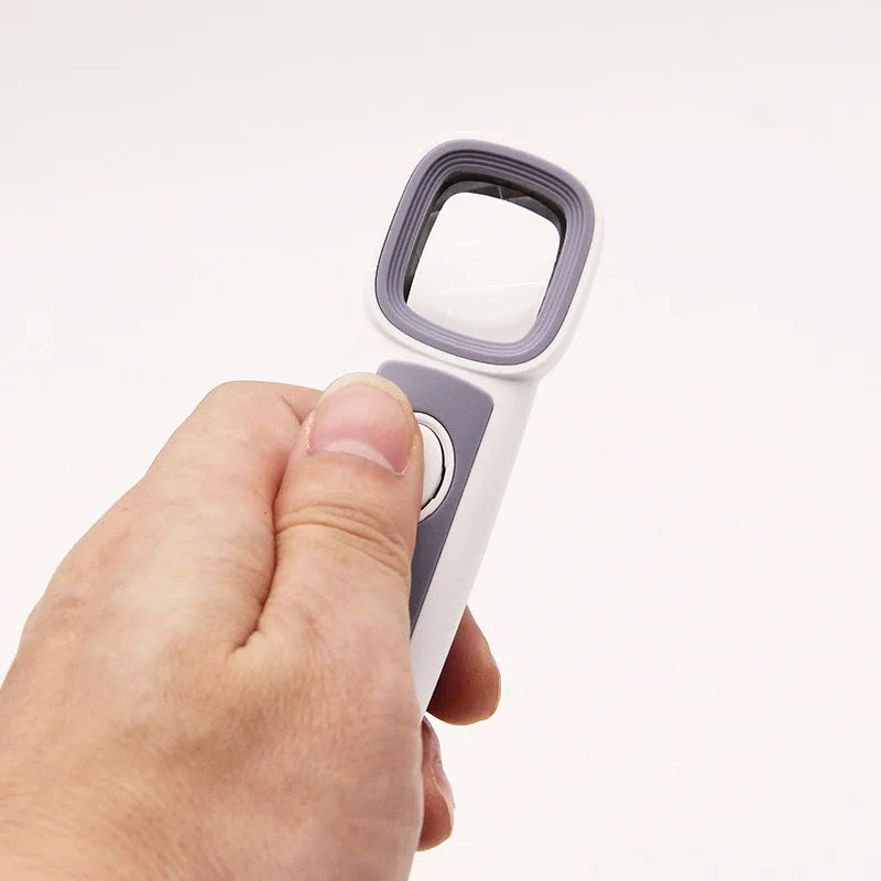 Handheld LED UV Magnifying Glass – HD Square Lens, 500X