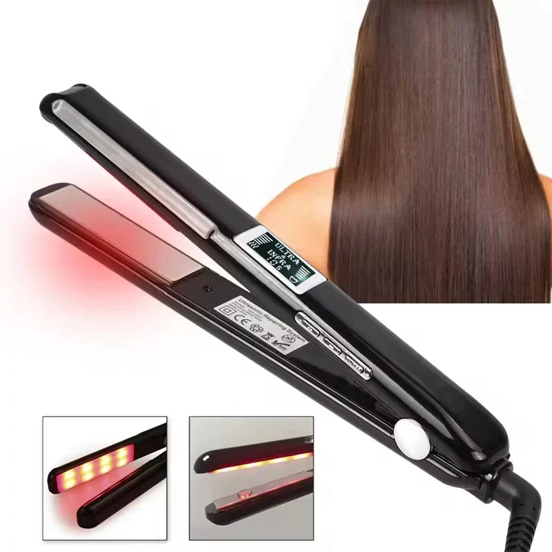 Infrared Ultrasonic Hair Straightener LCD Display | 120–230°C
