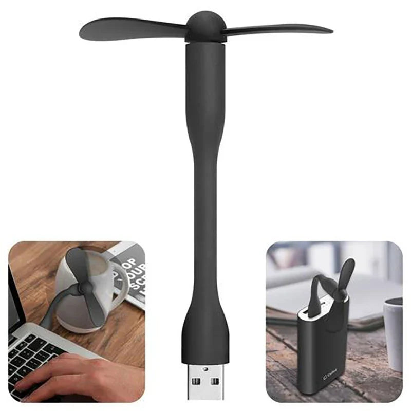 USB Mini Fan Flexible Portable Eye Protection Night Light LED