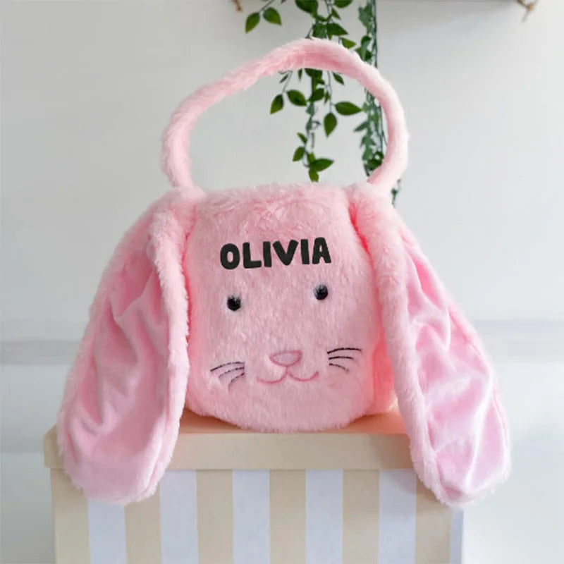 Personalized Easter Bunny Bag | Custom Name Egg Hunt Basket