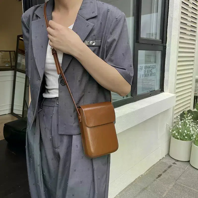 Women's Minimalist Crossbody Phone Bag | Small PU Shoulder Purse