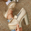 Women's Chunky High Heel Pumps – Tassel & Bowknot Party Shoes