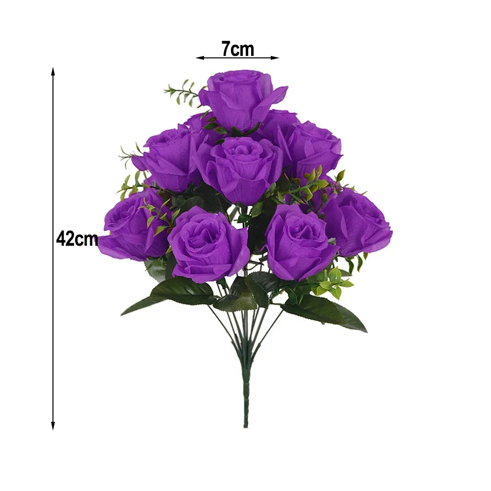 2Pcs 42cm Silk Artificial Rose Bouquet – Wedding & Home Decor