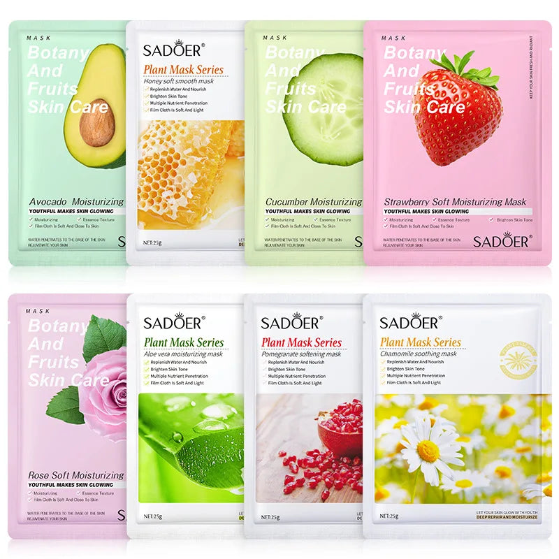 BIOAOUA 8-Pack Natural Plant Face Masks – Moisturizing & Firming