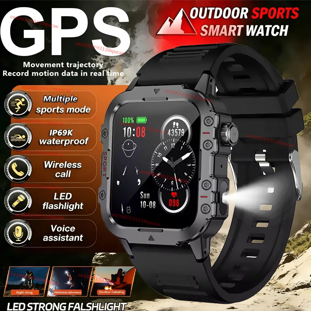 Military Smart Watch Men IP68 5ATM Waterproof Outdoor Sports Fitness