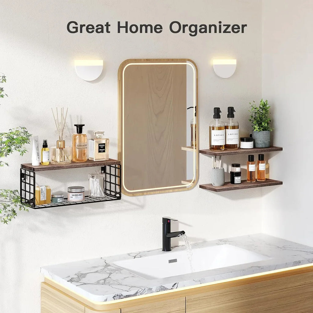 Bathroom Shelves Over Toilet Storage Basket Floating Wall Shelf Home