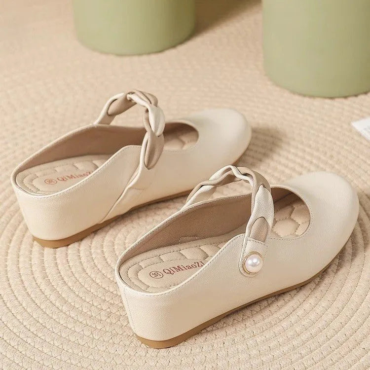 YBQJOO Women's Mary Jane Wedge Sandals – Slip-On Half Slipper