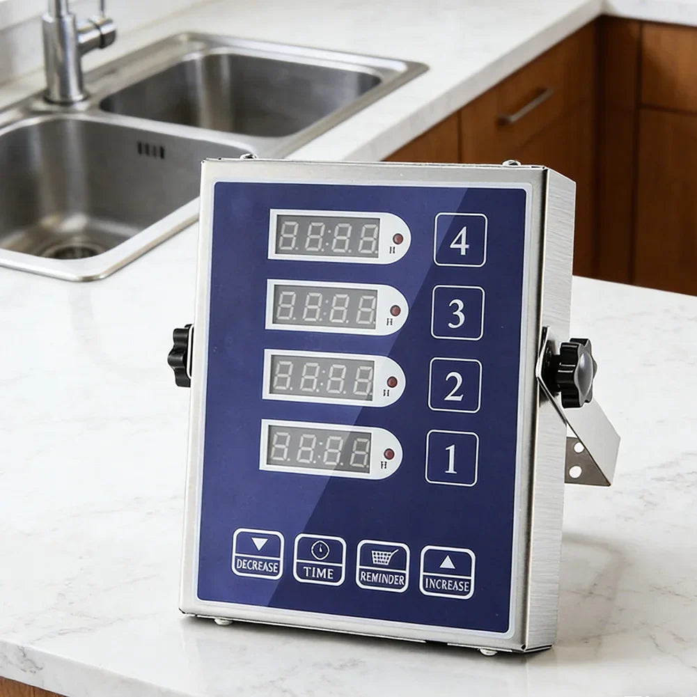4-Channel Digital Kitchen Timer | LED Display, Loud Alarm