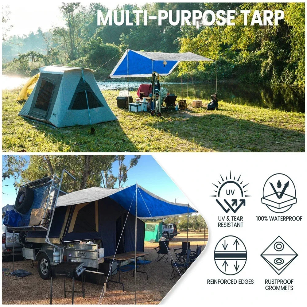 Heavy Duty Waterproof Tarp UV Resistant with Grommets – 5 Sizes