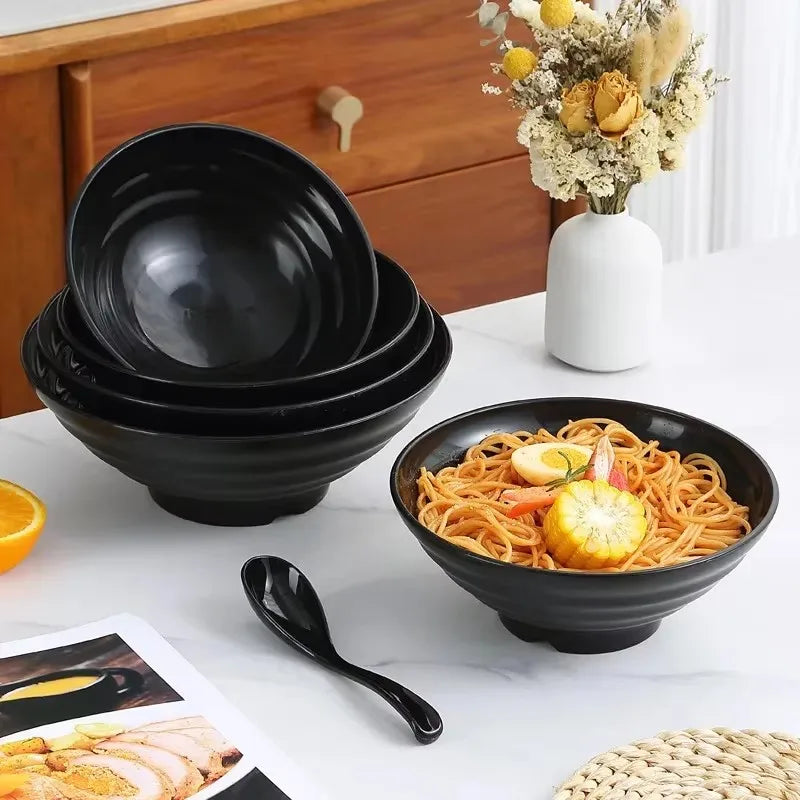 Thickened Plastic Ramen Bowl – Anti-Slip Noodle & Salad Bowl