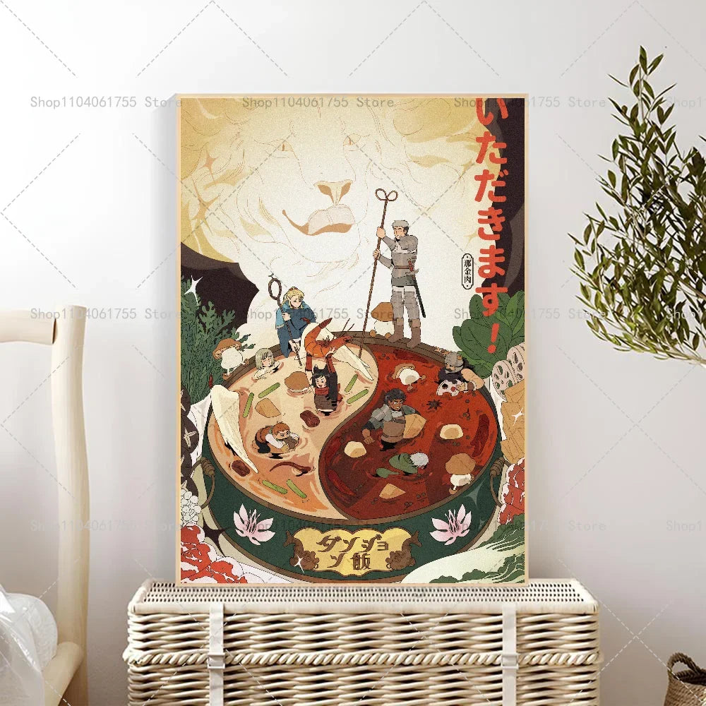 Anime Dungeon Meshi Wall Poster – Waterproof Self-Adhesive Sticker