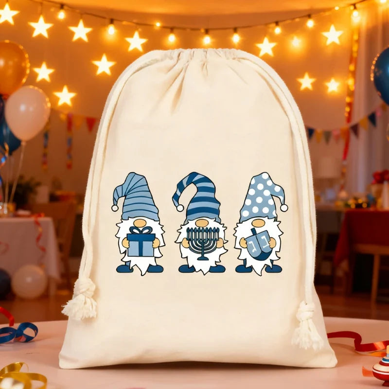 5pcs Hanukkah Drawstring Favor Bags | Chanukah Party Gift Bags