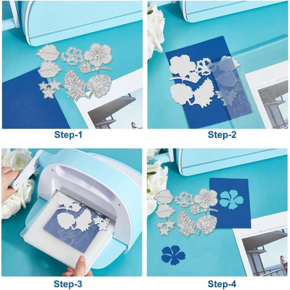 Hibiscus Cutting Dies – Flower & Jungle Leaf Stencils for Crafts