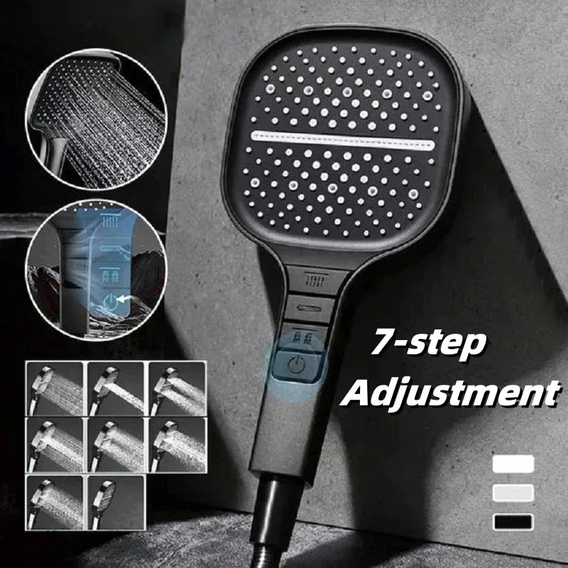 Large 7-Mode Rainfall Shower Head – High Pressure & Water-Saving