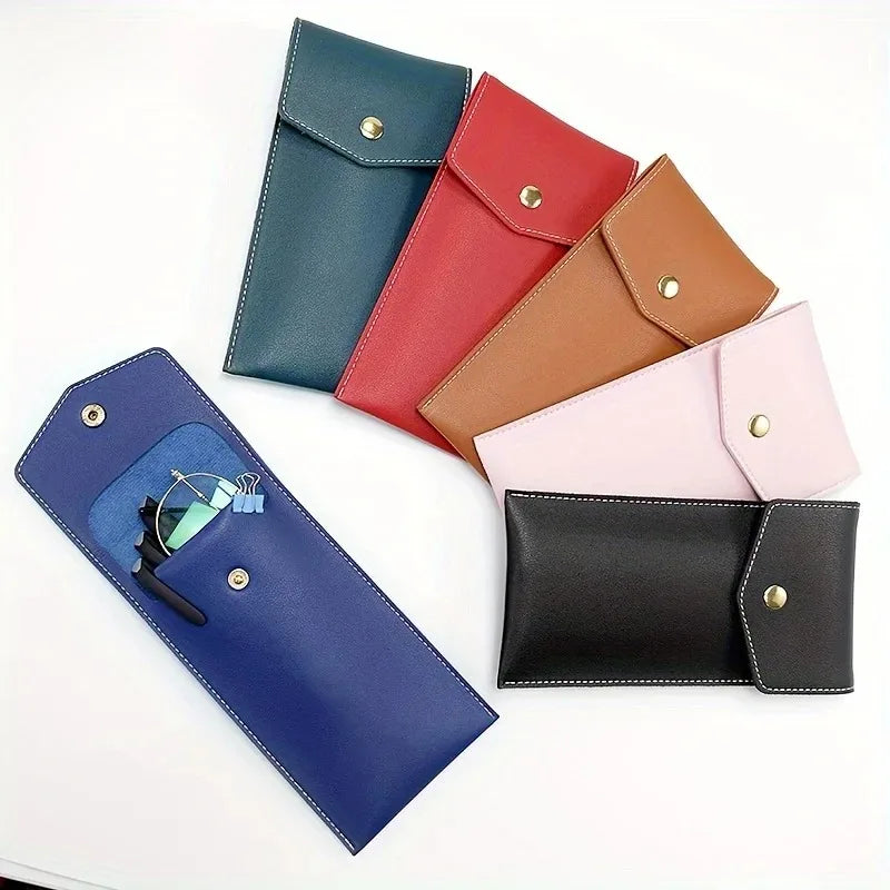 PU Leather Pencil Case Storage Bag Student Glasses Portable