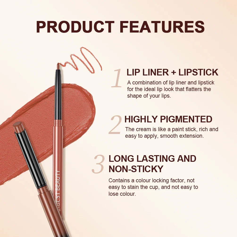 QiBest 12-Color Matte Lipstick & Lip Liner Combo – Waterproof