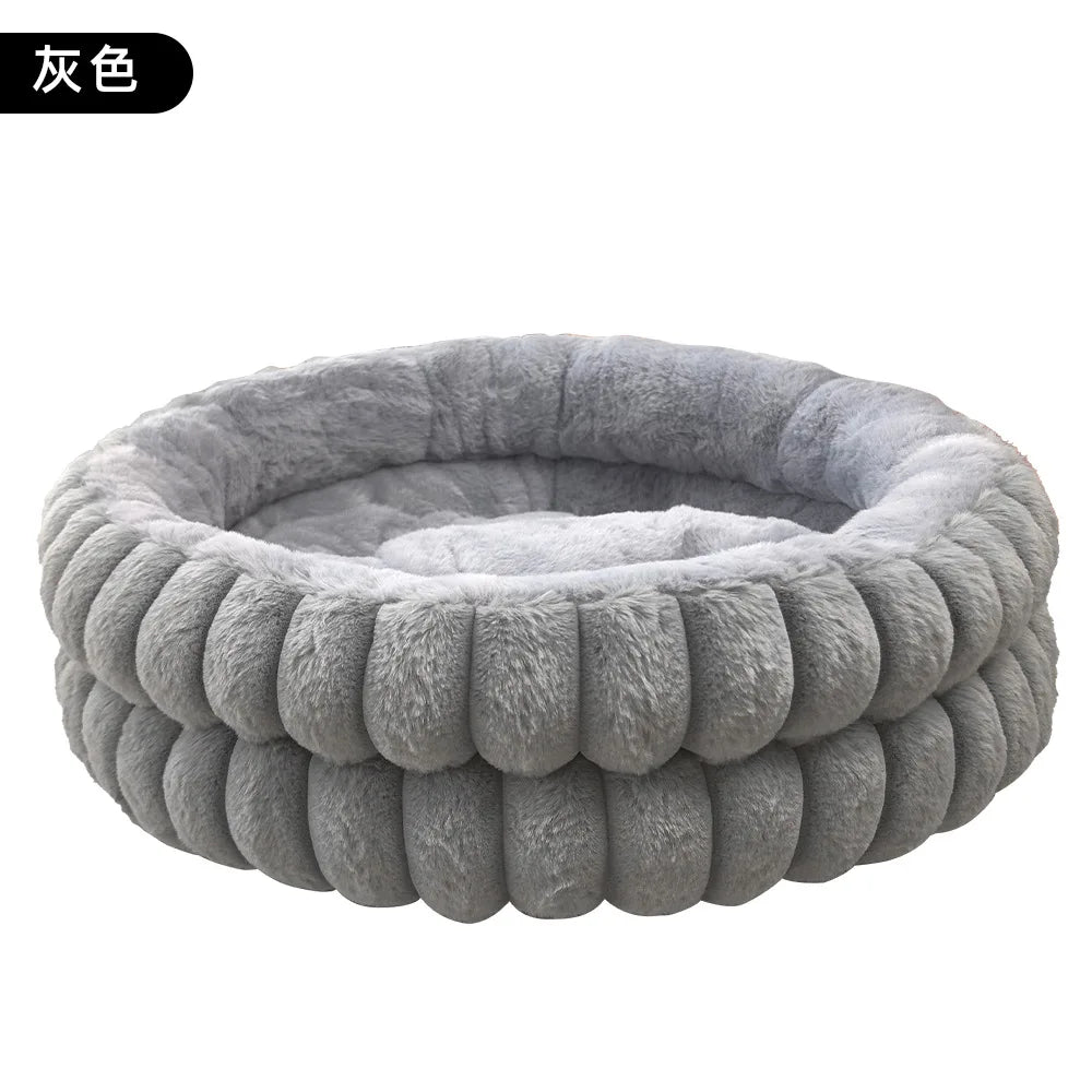 Pet Nest Straight Rabbit Fur Double-layer Round Cat Dog Mat Winter