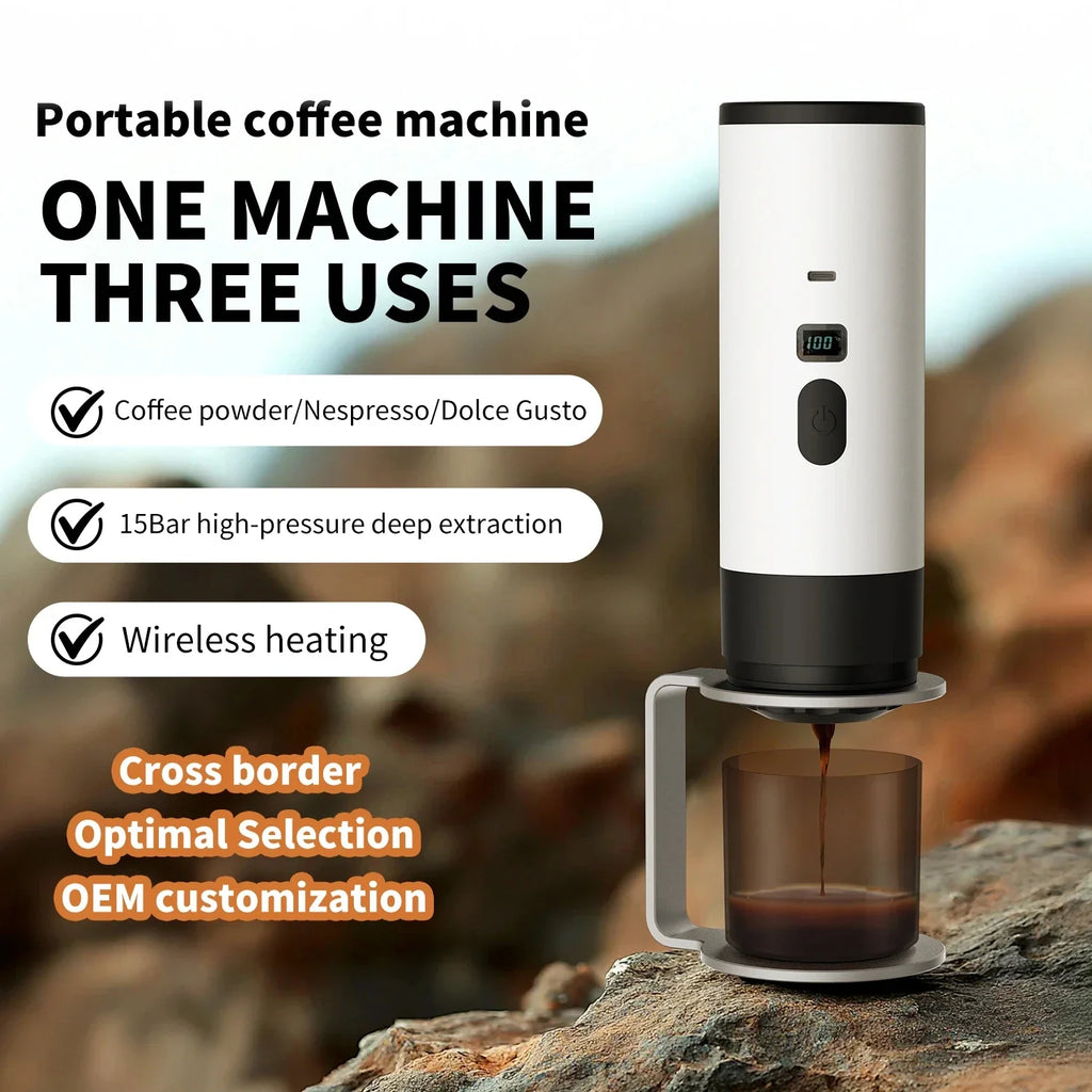 HOMEFISH Portable Wireless Capsule Coffee Machine 15BAR 3-in-1