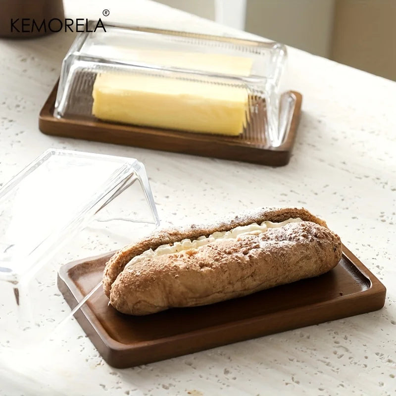 Wooden Cheese Tray with Glass Cover | Butter & Dessert Board