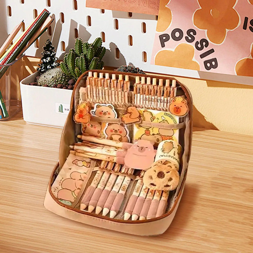 Capybara Stationery Portable Stationary Bag Cute Pencil Case Pens