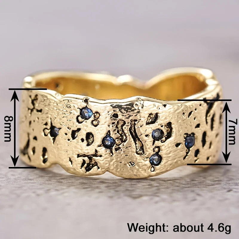 Huitan Vintage Ruins Style Ring – Blue CZ Women's Fashion Ring