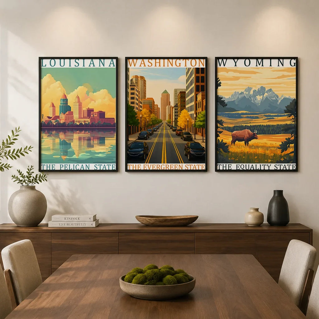 Vintage Retro Landscape Canvas Wall Art – American Landmark Print