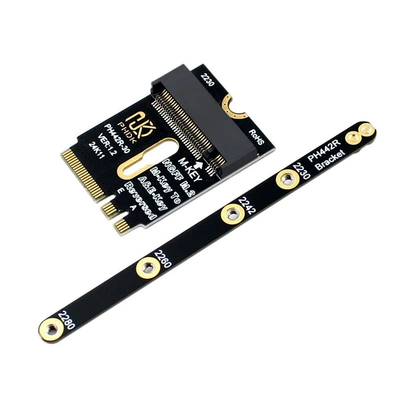 M.2 A+E Key to NVMe SSD Adapter PCIe 4.0 Riser Card | 2230–2280