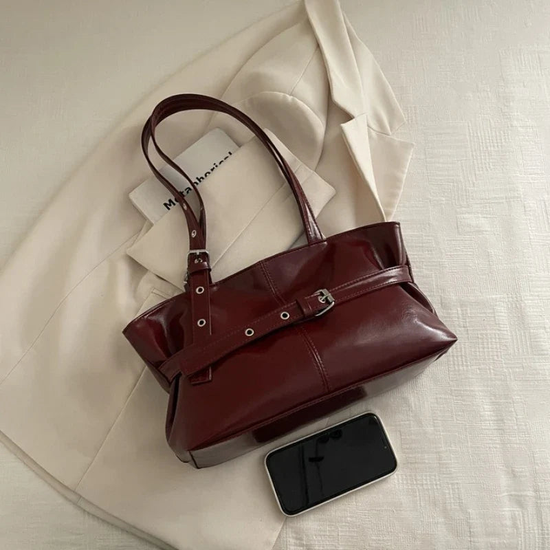 Korean Style Large Capacity Tote Shoulder Bag | PU Leather