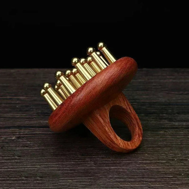 Sandalwood Brass Meridian Scalp Massage Comb | Gua Sha Tool