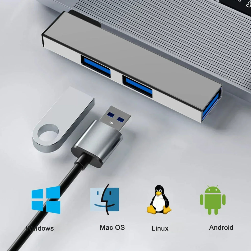 3-in-1 USB 3.0 & Type-C Hub – 3 Port Splitter, 5Gbps