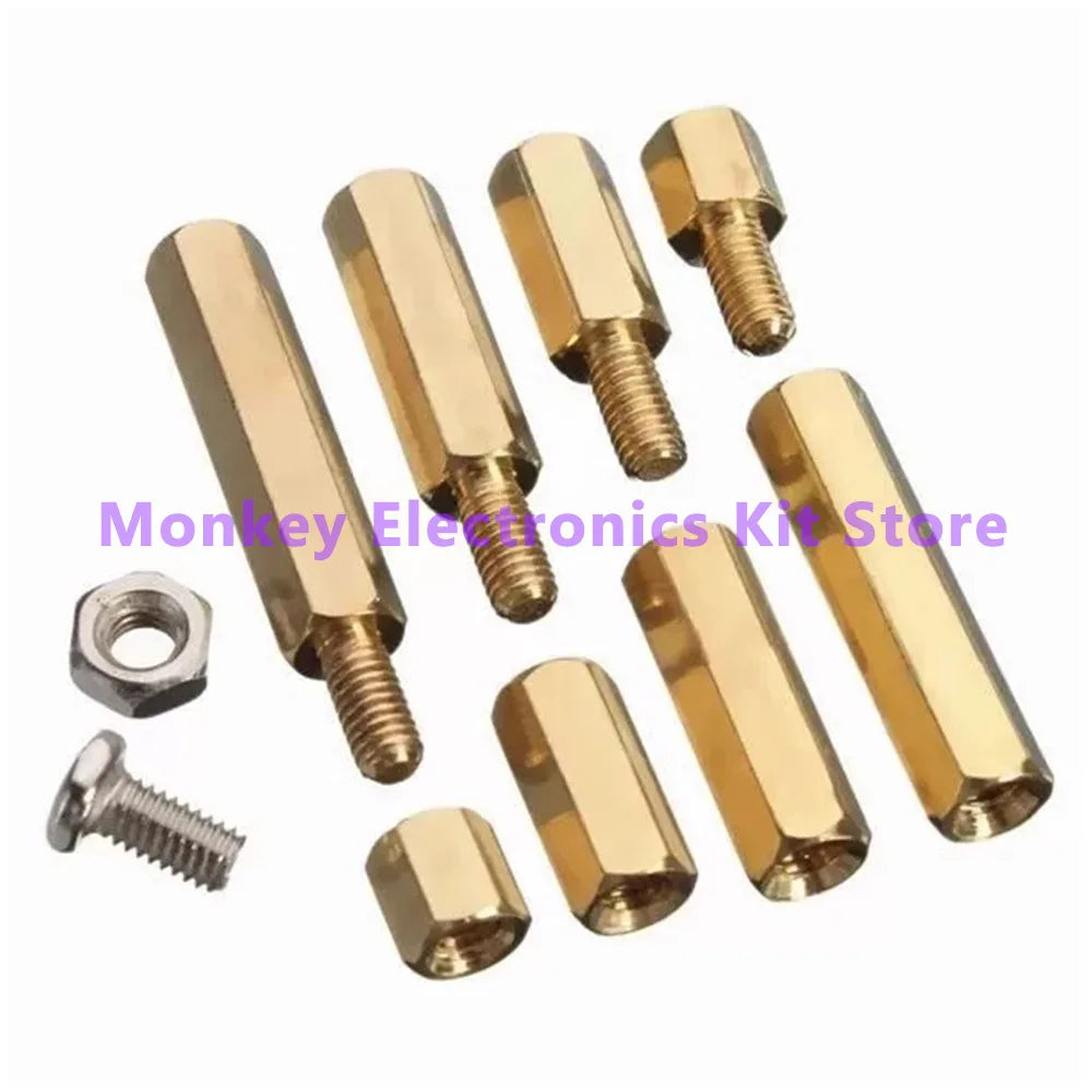 120pcs M3 Brass Standoff Spacer Kit – PCB Hex Pillar Screws & Nuts