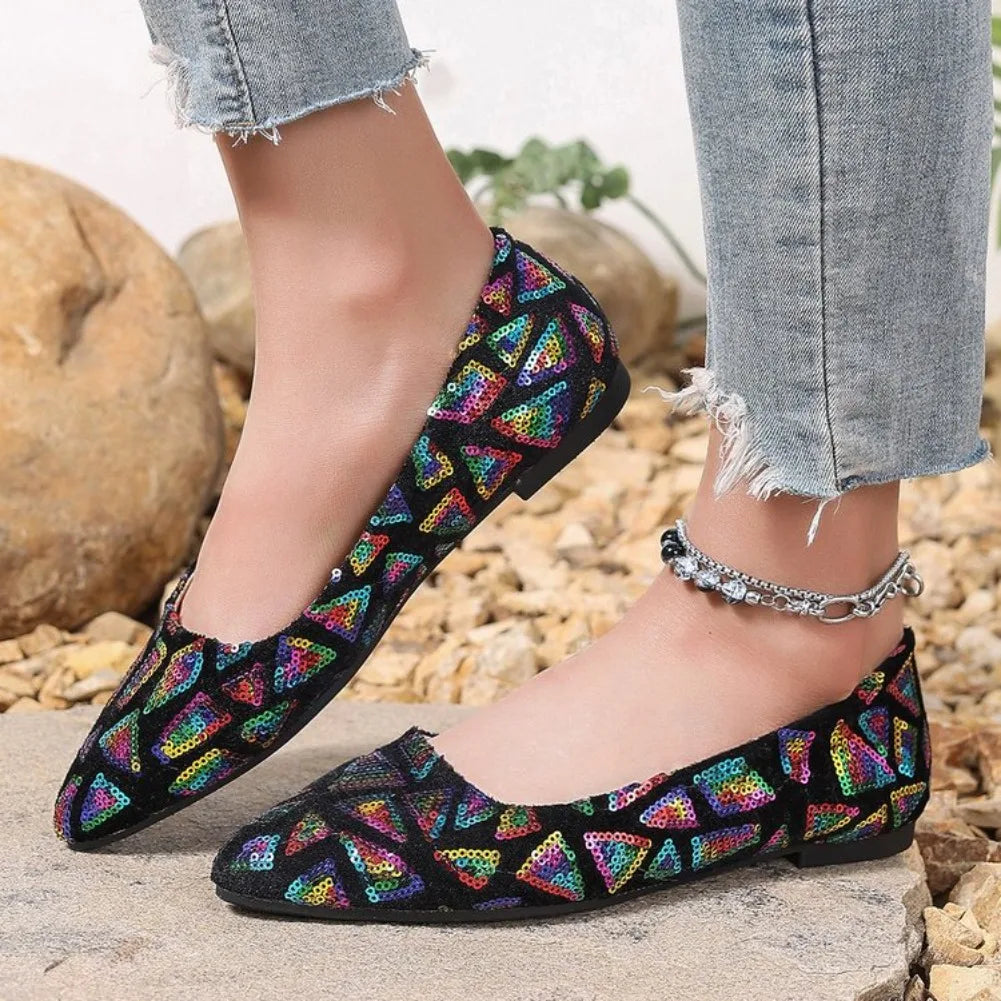 Women's Pointed Toe Ballet Flats – Slip-On Loafers Sizes 33–45