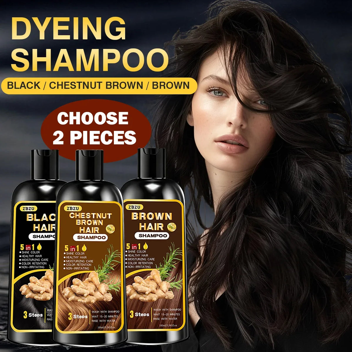 5-in-1 Ginger & Biotin Hair Dye Shampoo – Gray Coverage
