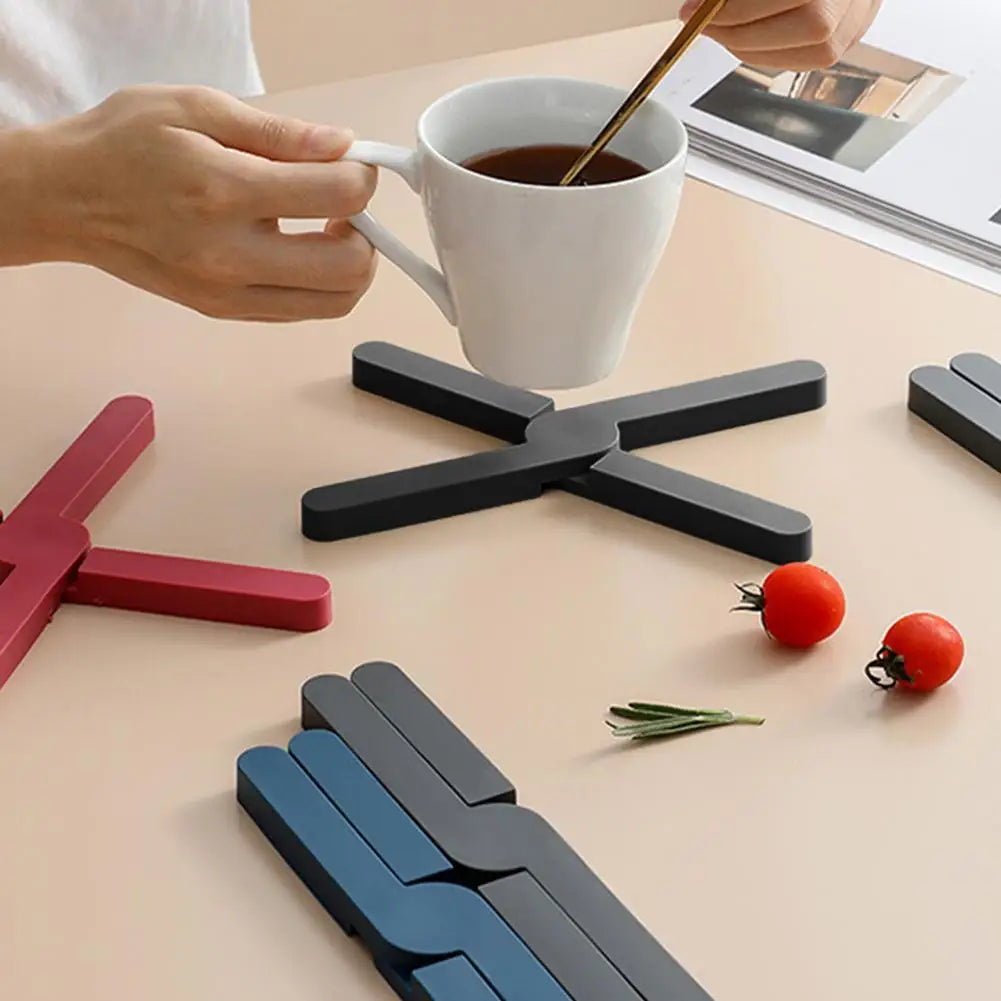 Foldable X-Shape Silicone Trivet Mat | Heat Resistant Pot Pad