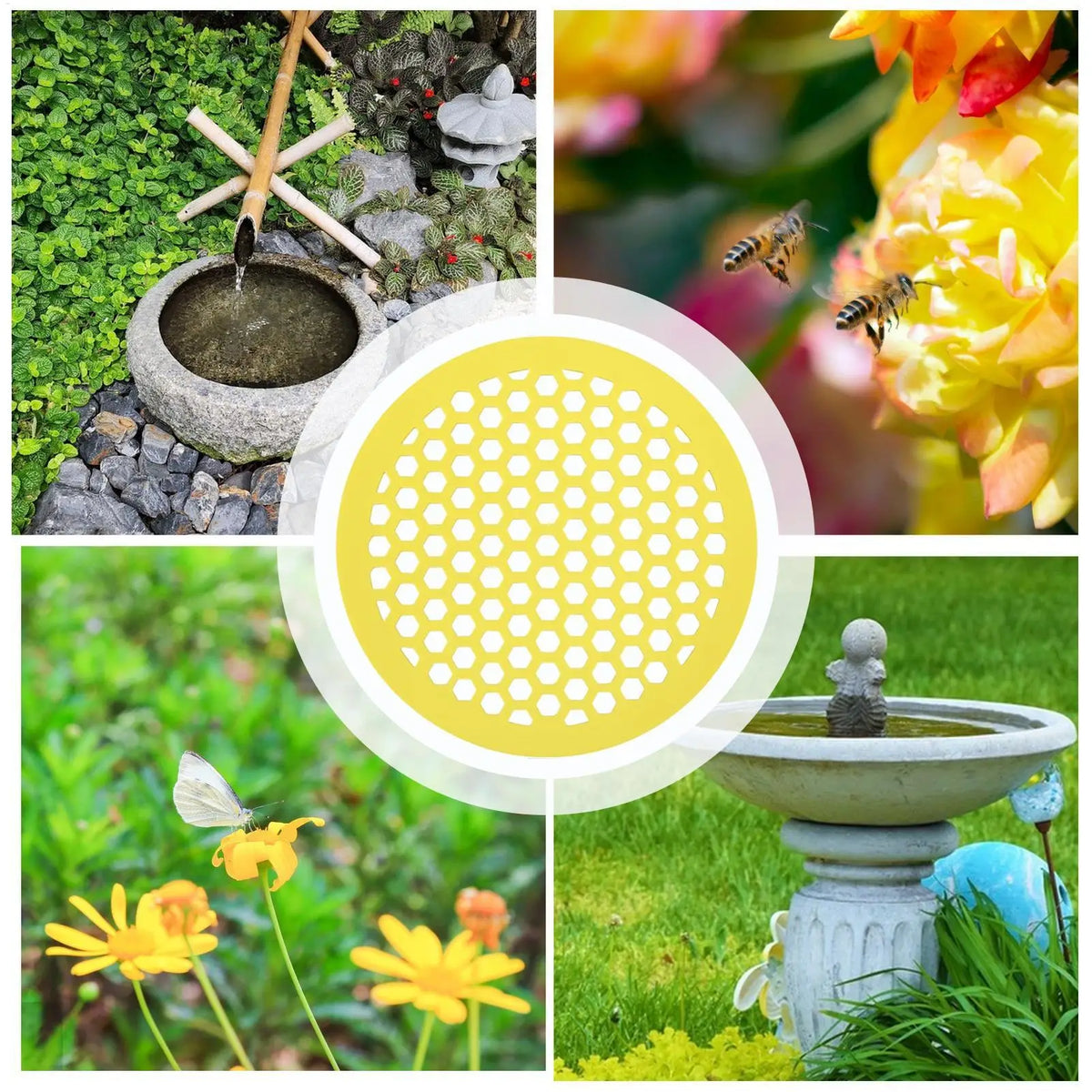 Floating Bee Island – Honeycomb Bee Waterer & Drinking Tray