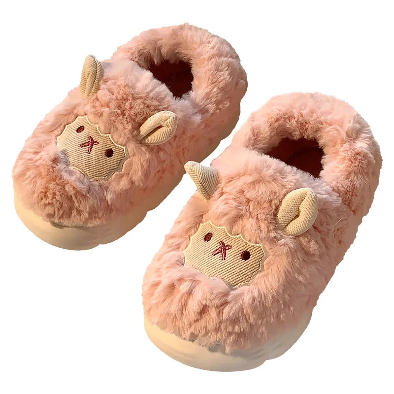 YBQJOO Women's Fuzzy Lamb Slippers | Anti-Slip Winter Indoor