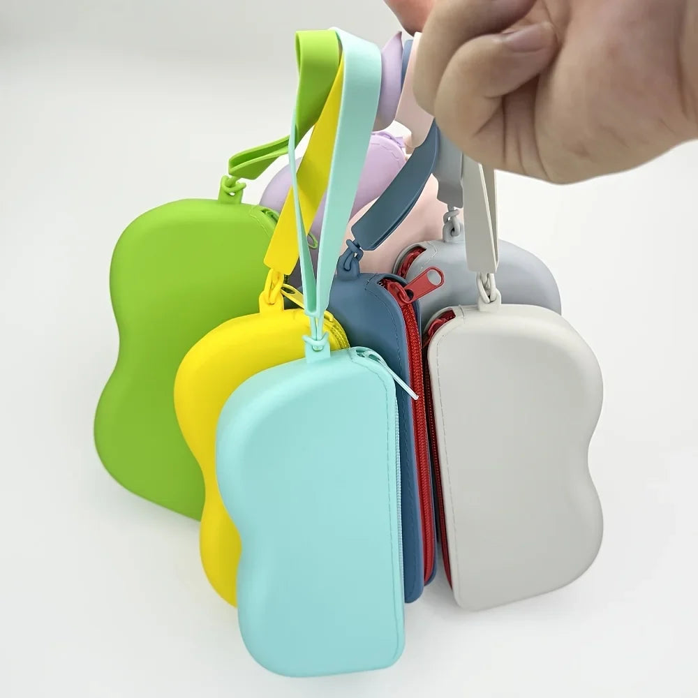 Portable Silicone Glasses Case Zipper Closure Minimalist Eyeglass