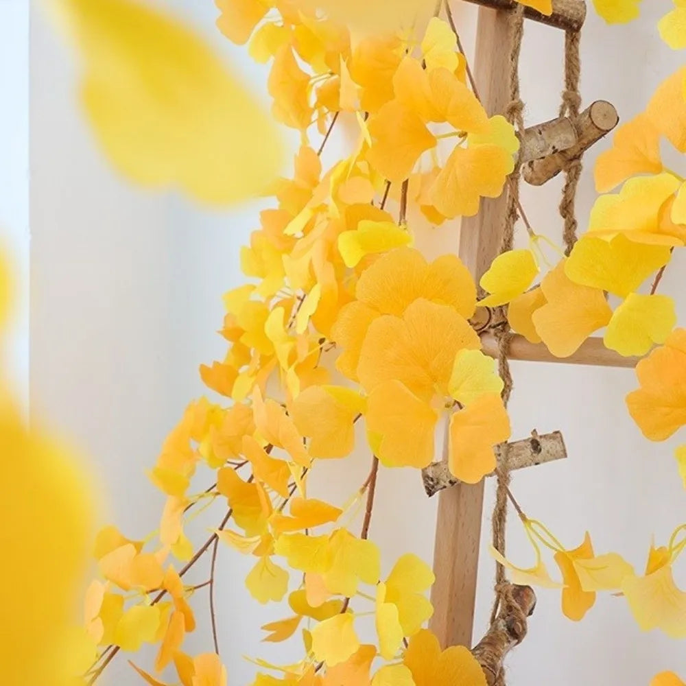 Artificial Ginkgo Leaves Vine – Faux Plant Table Centerpiece